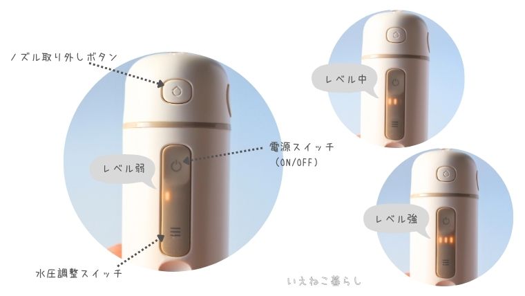 「ジェットフロスコンパクト」スイッチ