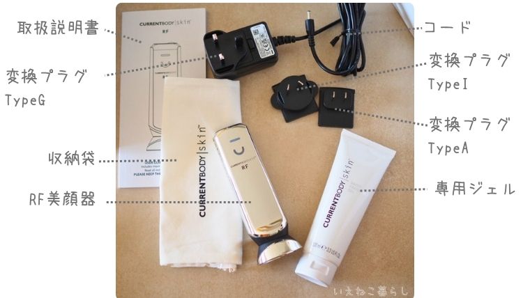 Current Body RF美顔器 パッケージの中身